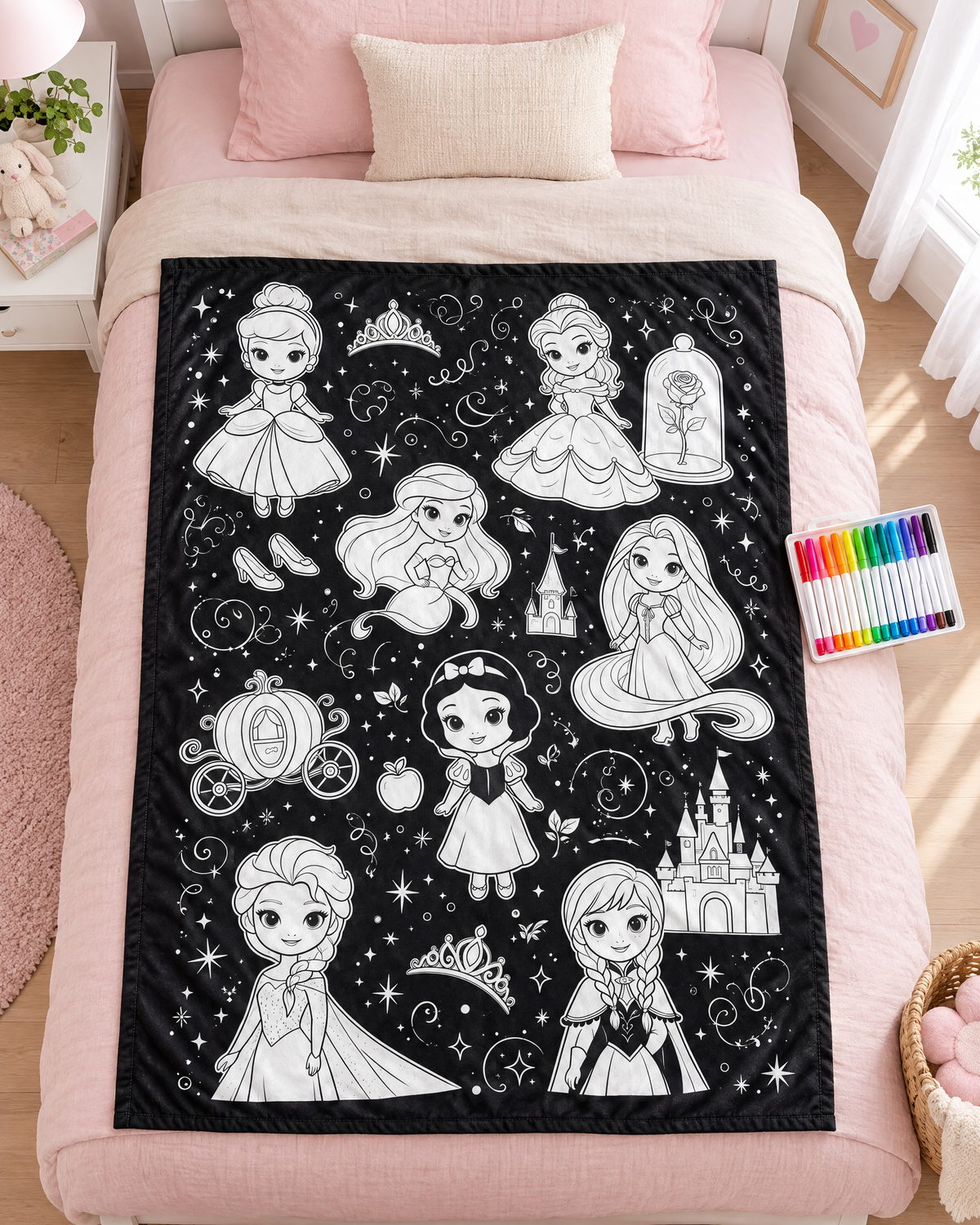 Magical Coloring Blanket – Enchanted Character Collection